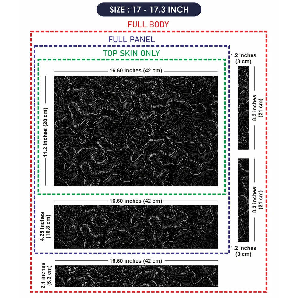 Topographic Contour White Black Laptop Skin - View 9