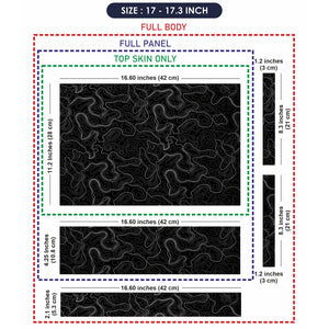 Topographic Contour White Black Laptop Skin - View 9