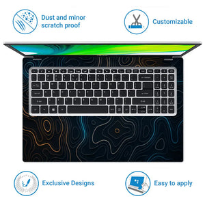 Topography Dark Neon Contour Lines Laptop Skin - View 5
