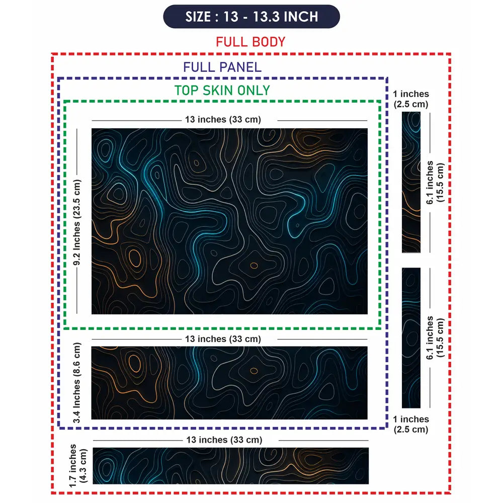 Topography Dark Neon Contour Lines Laptop Skin - View 6