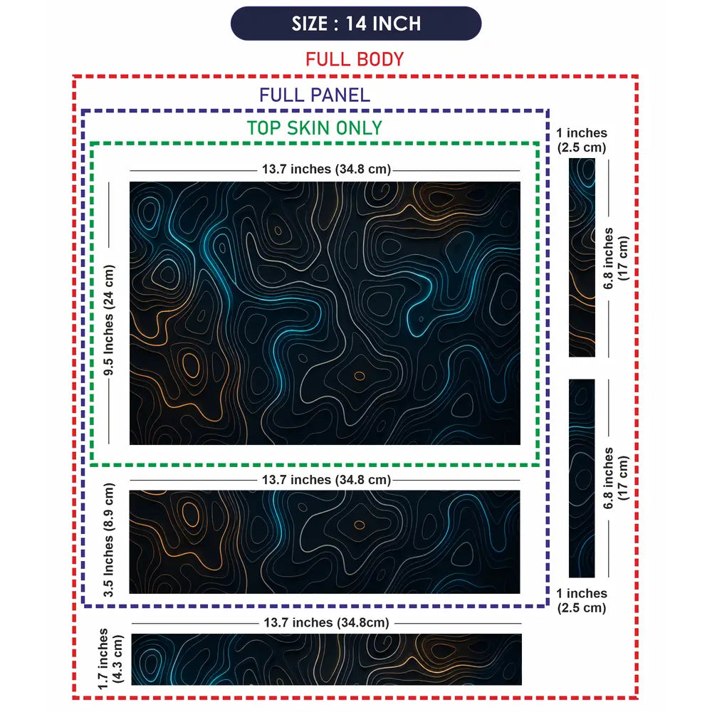 Topography Dark Neon Contour Lines Laptop Skin - View 7