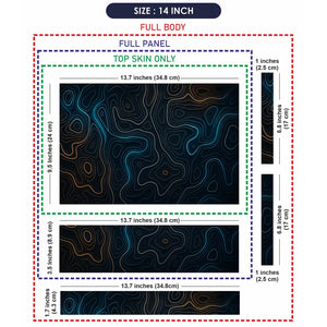 Topography Dark Neon Contour Lines Laptop Skin - View 7