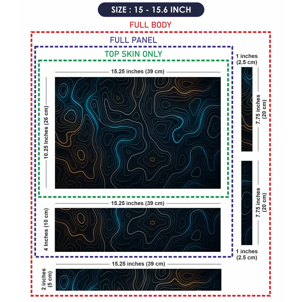 Topography Dark Neon Contour Lines Laptop Skin - View 8