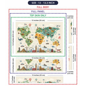 Topography World Map Animals Colorful Laptop Skin - View 6