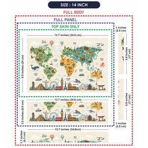 Topography World Map Animals Colorful Laptop Skin - View 7
