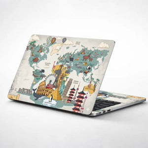 Topography World Map Animals Vintage Laptop Skin - View 1