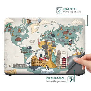 Topography World Map Animals Vintage Laptop Skin - View 4