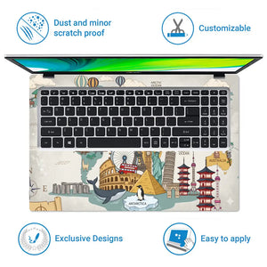 Topography World Map Animals Vintage Laptop Skin - View 5