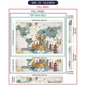 Topography World Map Animals Vintage Laptop Skin - View 8