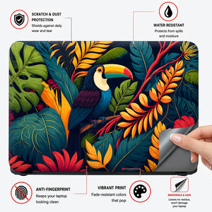 Toucan Tropical Jungle Leaves Laptop Skin - View 4