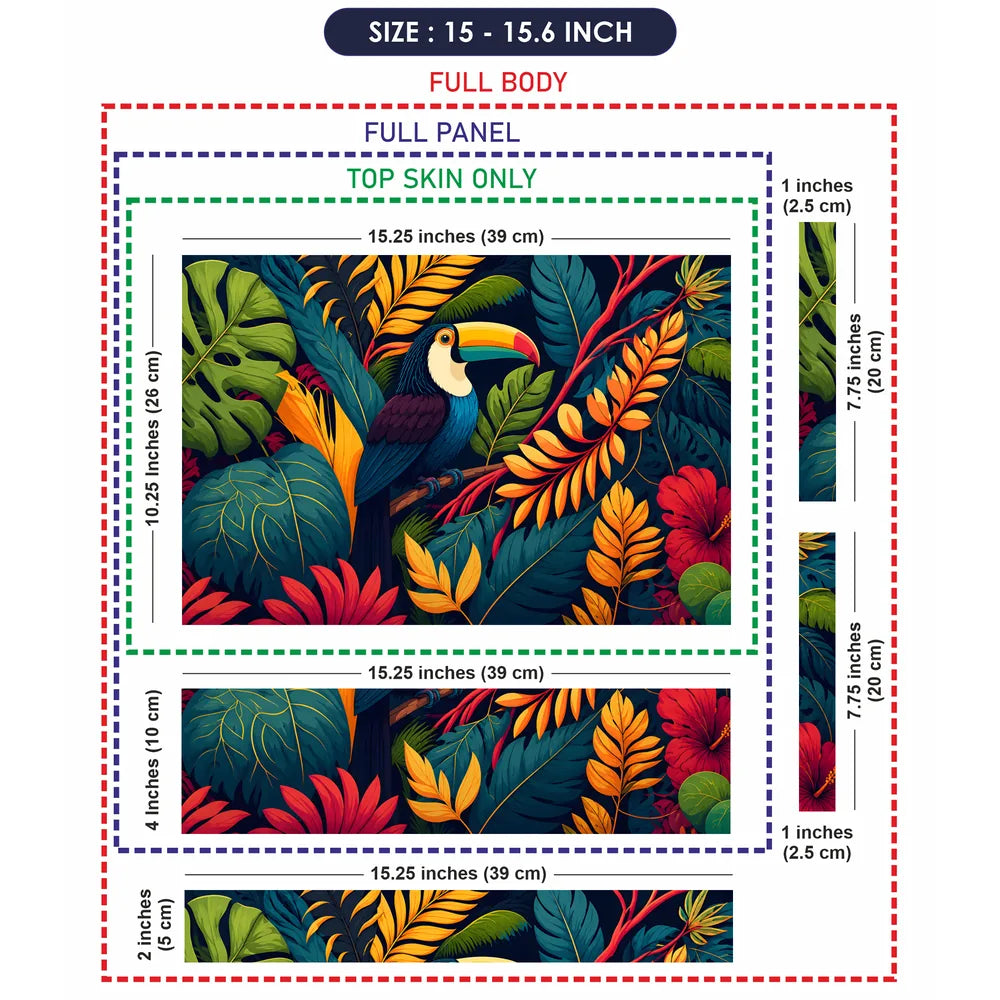 Toucan Tropical Jungle Leaves Laptop Skin - View 8