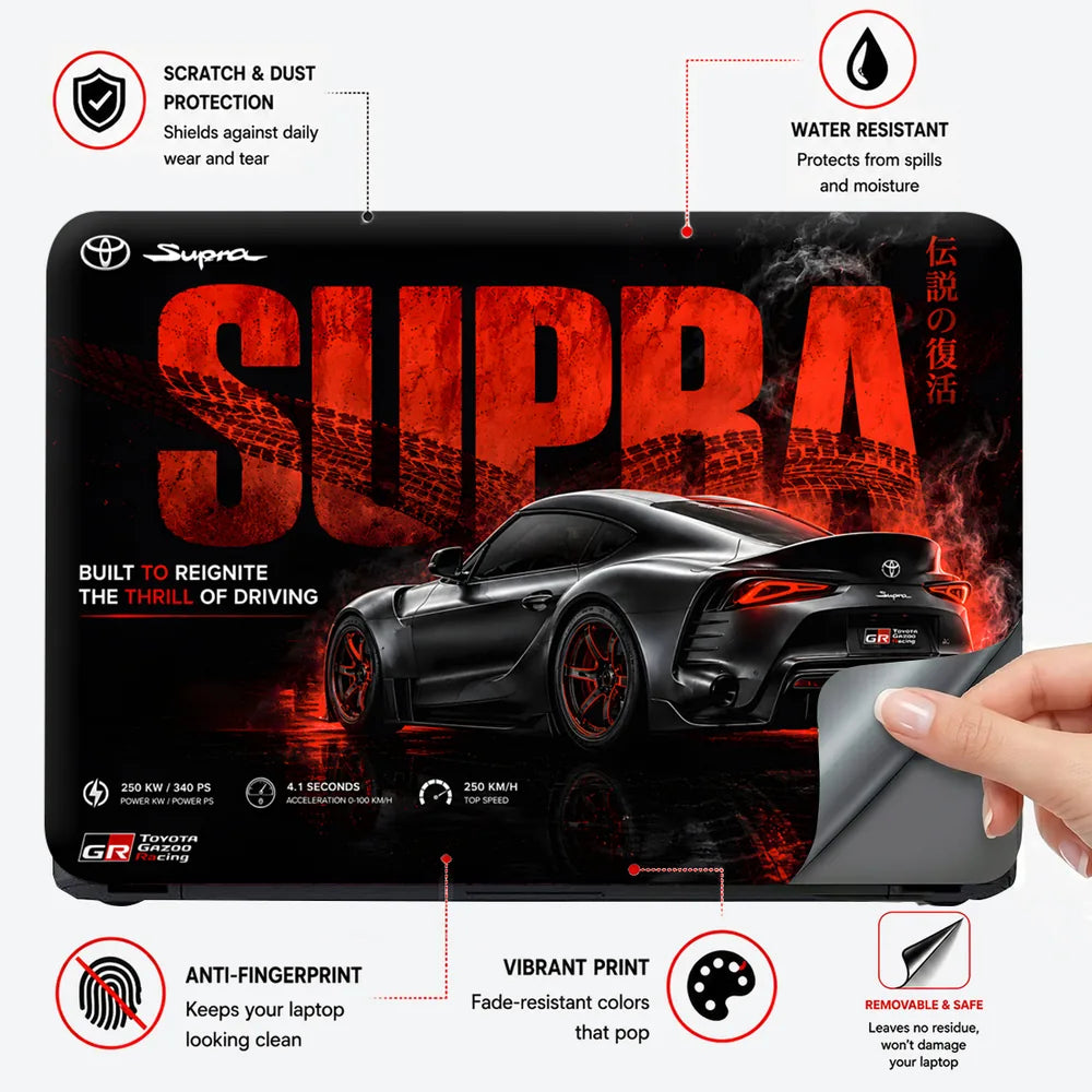 Toyota Supra GR Black Red Laptop Skin - View 4