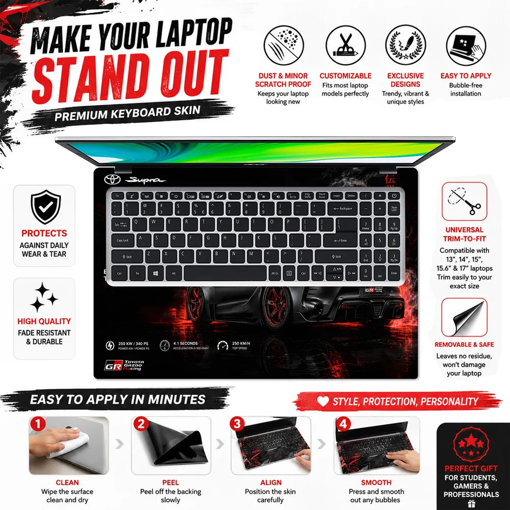 Toyota Supra GR Black Red Laptop Skin - View 5