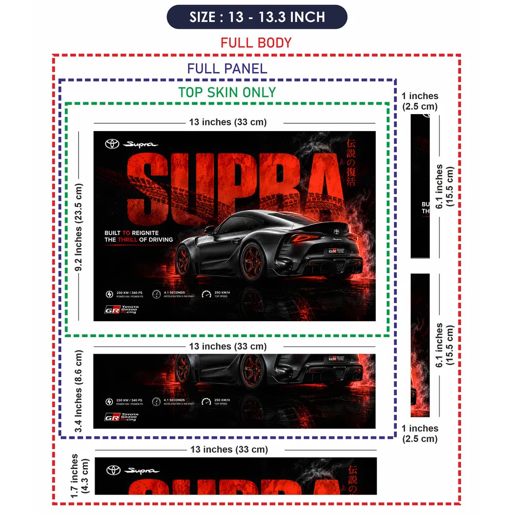 Toyota Supra GR Black Red Laptop Skin - View 6