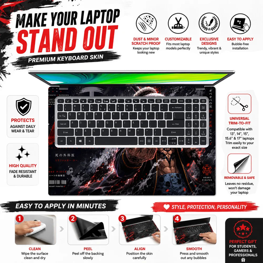 Trafalgar Law Death Fingers Laptop Skin - View 5