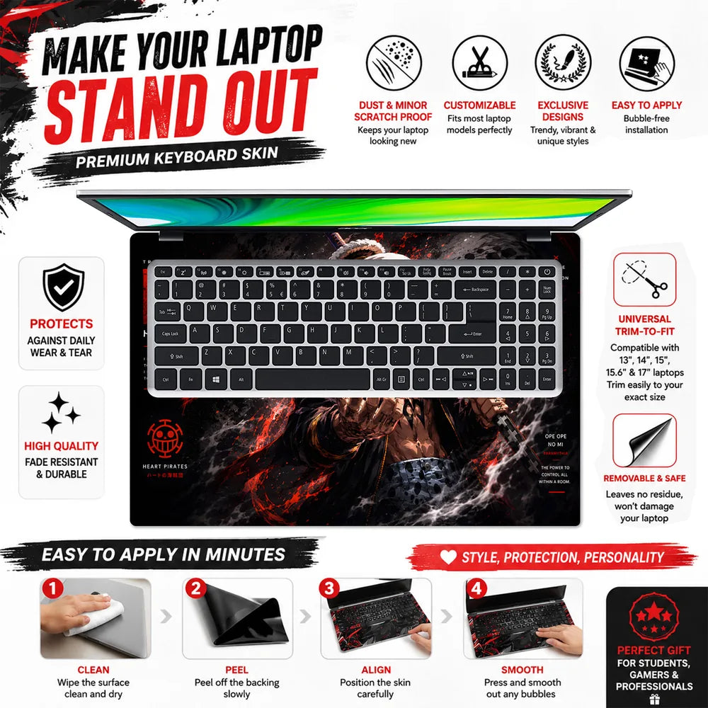 Trafalgar Law Ope Ope Text Laptop Skin - View 5