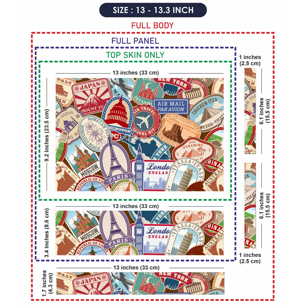 Travel Stamp Doodle Laptop Skin - View 6