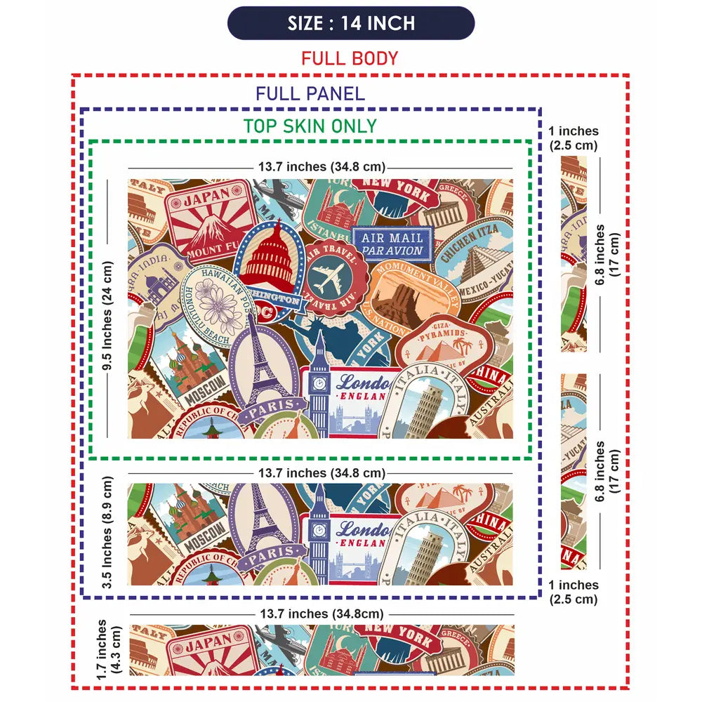Travel Stamp Doodle Laptop Skin - View 7