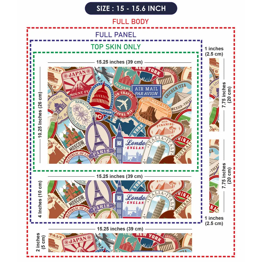 Travel Stamp Doodle Laptop Skin - View 8