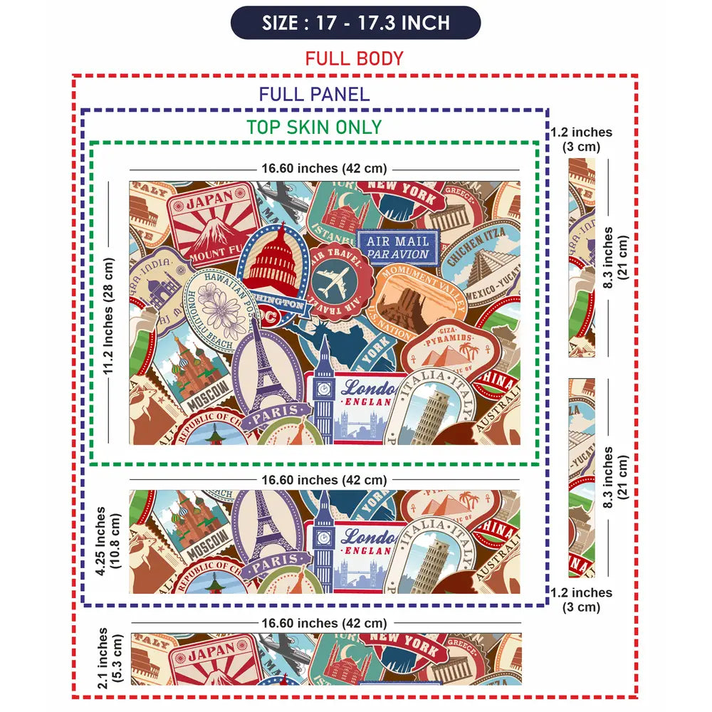 Travel Stamp Doodle Laptop Skin - View 9
