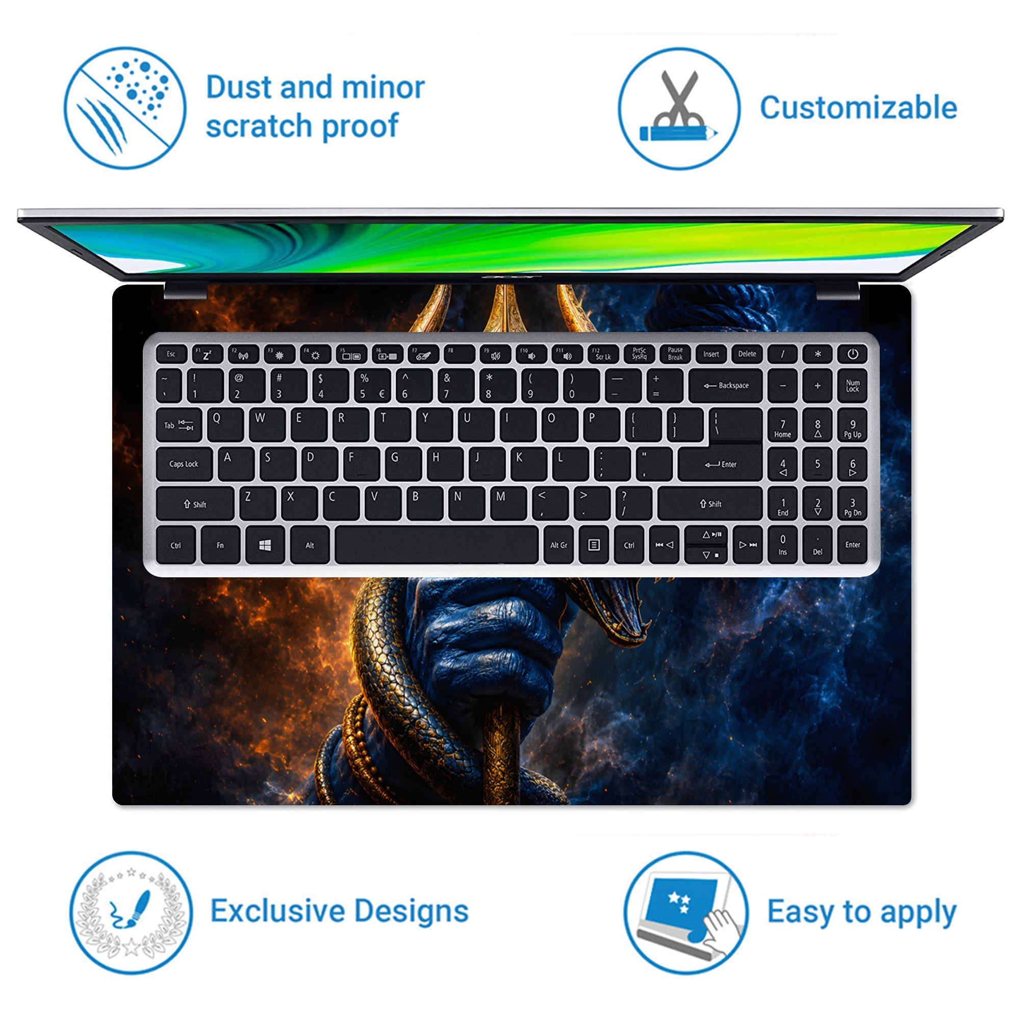 Trident Cobra Shiva Blue Fire Laptop Skin - View 5