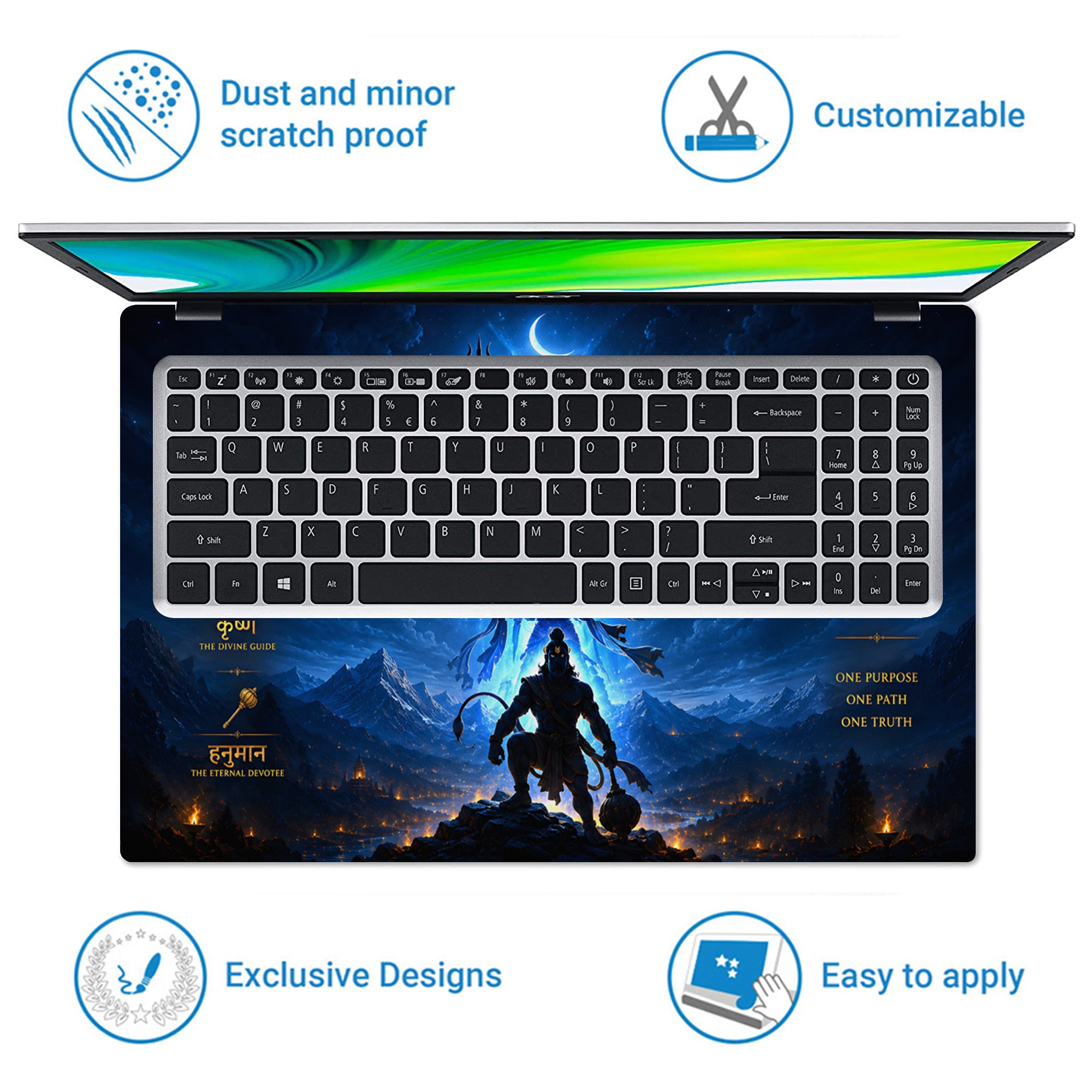 Trinity Shiva Ram Krishna Hanuman One Path Laptop Skin - View 5