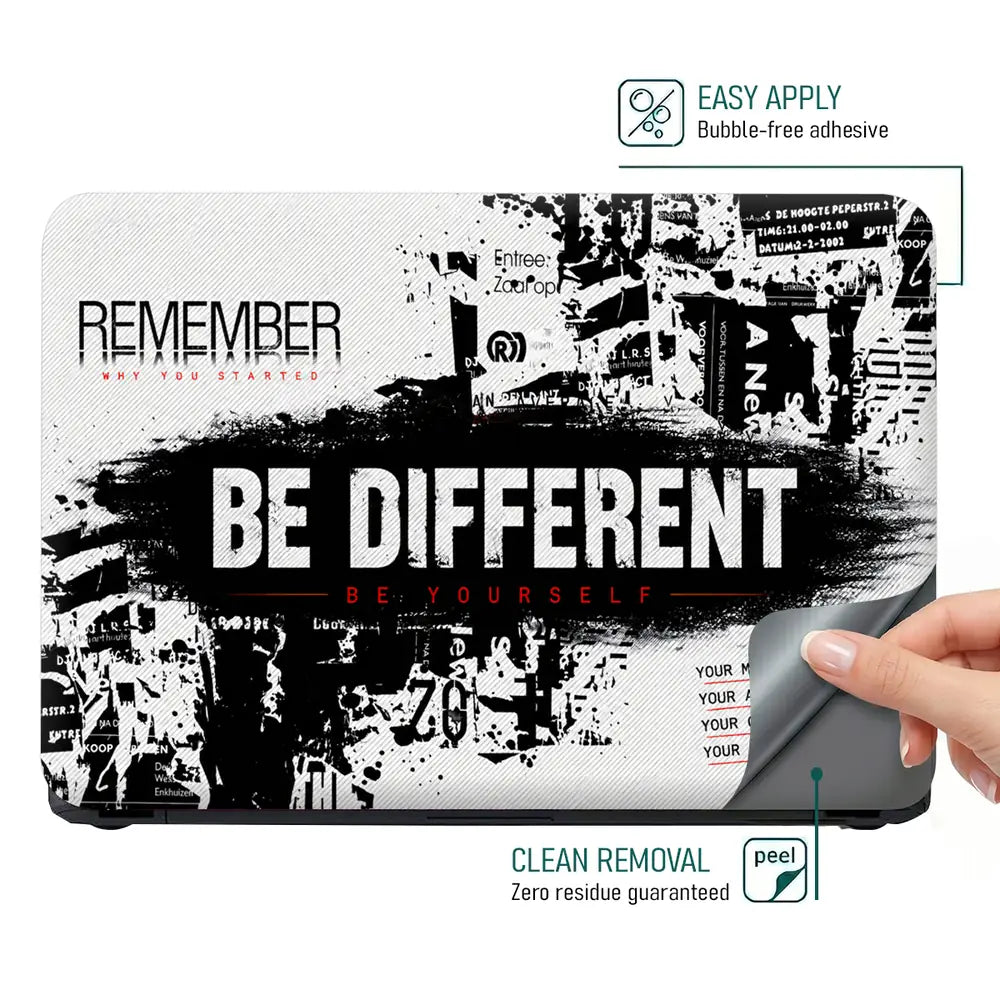 Typography Be Different Be Yourself Laptop Skin - View 4
