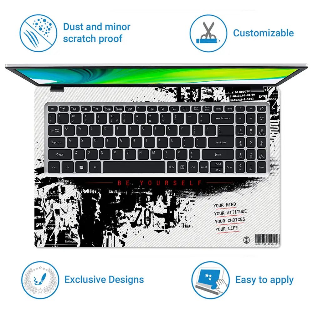Typography Be Different Be Yourself Laptop Skin - View 5