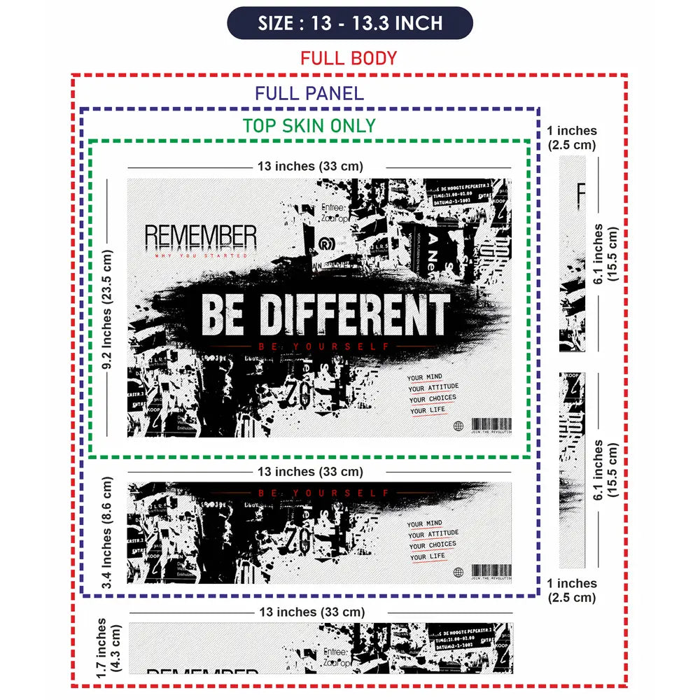 Typography Be Different Be Yourself Laptop Skin - View 6