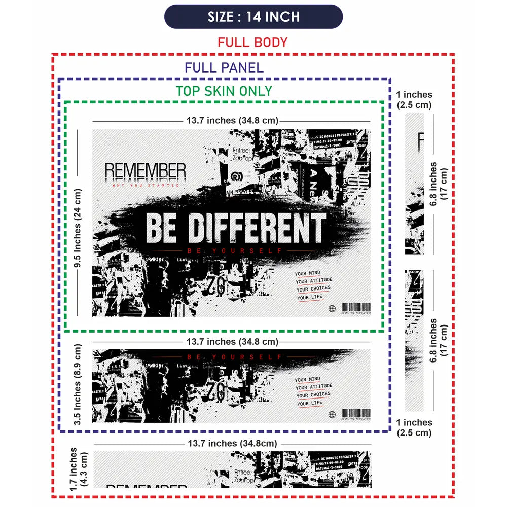 Typography Be Different Be Yourself Laptop Skin - View 7