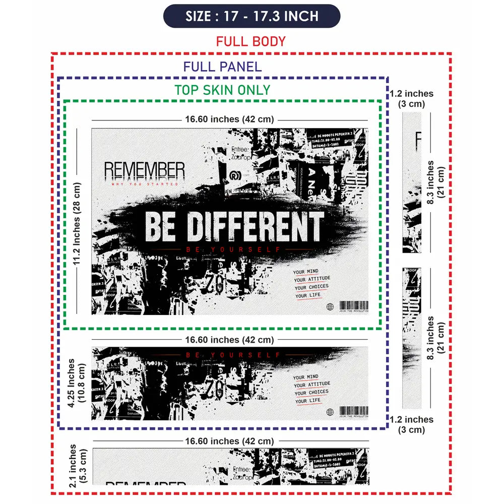 Typography Be Different Be Yourself Laptop Skin - View 9