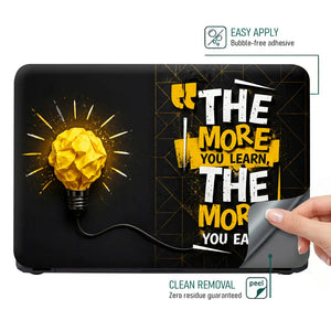 Typography Learn More Earn More Bulb Laptop Skin - View 4