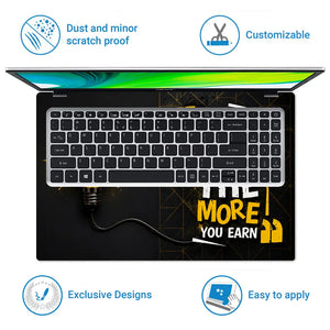 Typography Learn More Earn More Bulb Laptop Skin - View 5
