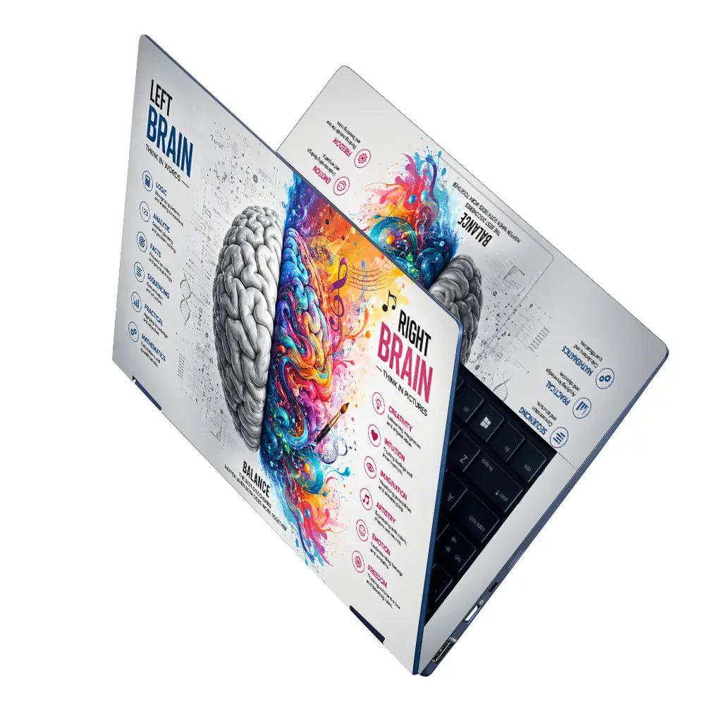 Typography Left Brain Right Brain Laptop Skin - View 2
