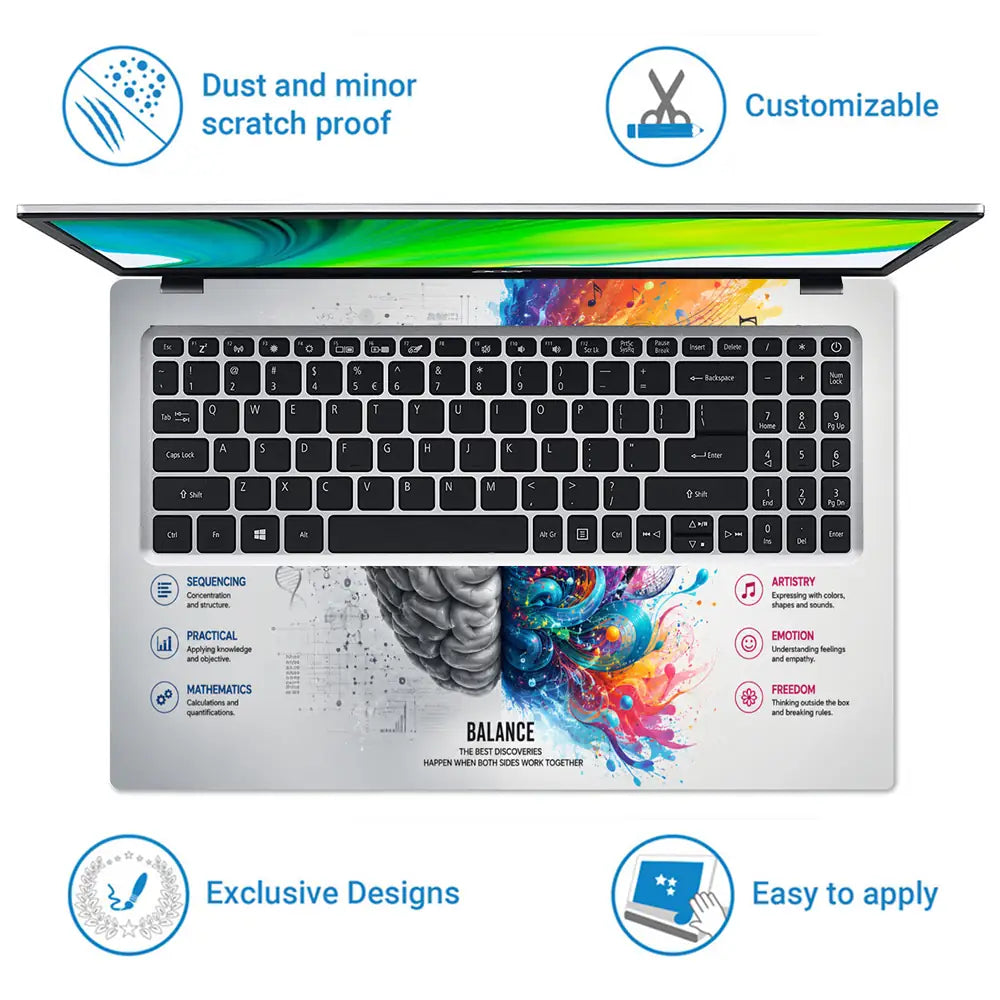Typography Left Brain Right Brain Laptop Skin - View 5