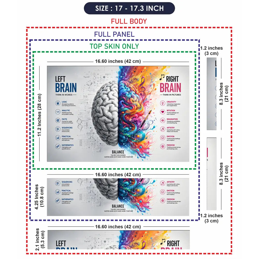 Typography Left Brain Right Brain Laptop Skin - View 9