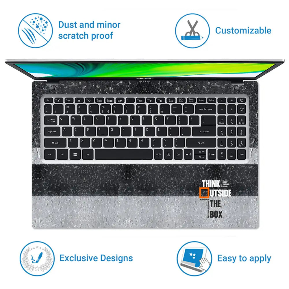Typography Think Outside Box Full Laptop Skin - View 5