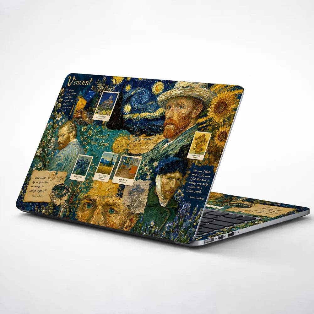 Van Gogh Starry Night Collage Laptop Skin - View 1