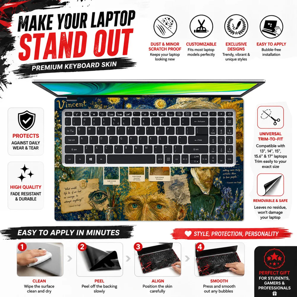 Van Gogh Starry Night Collage Laptop Skin - View 5