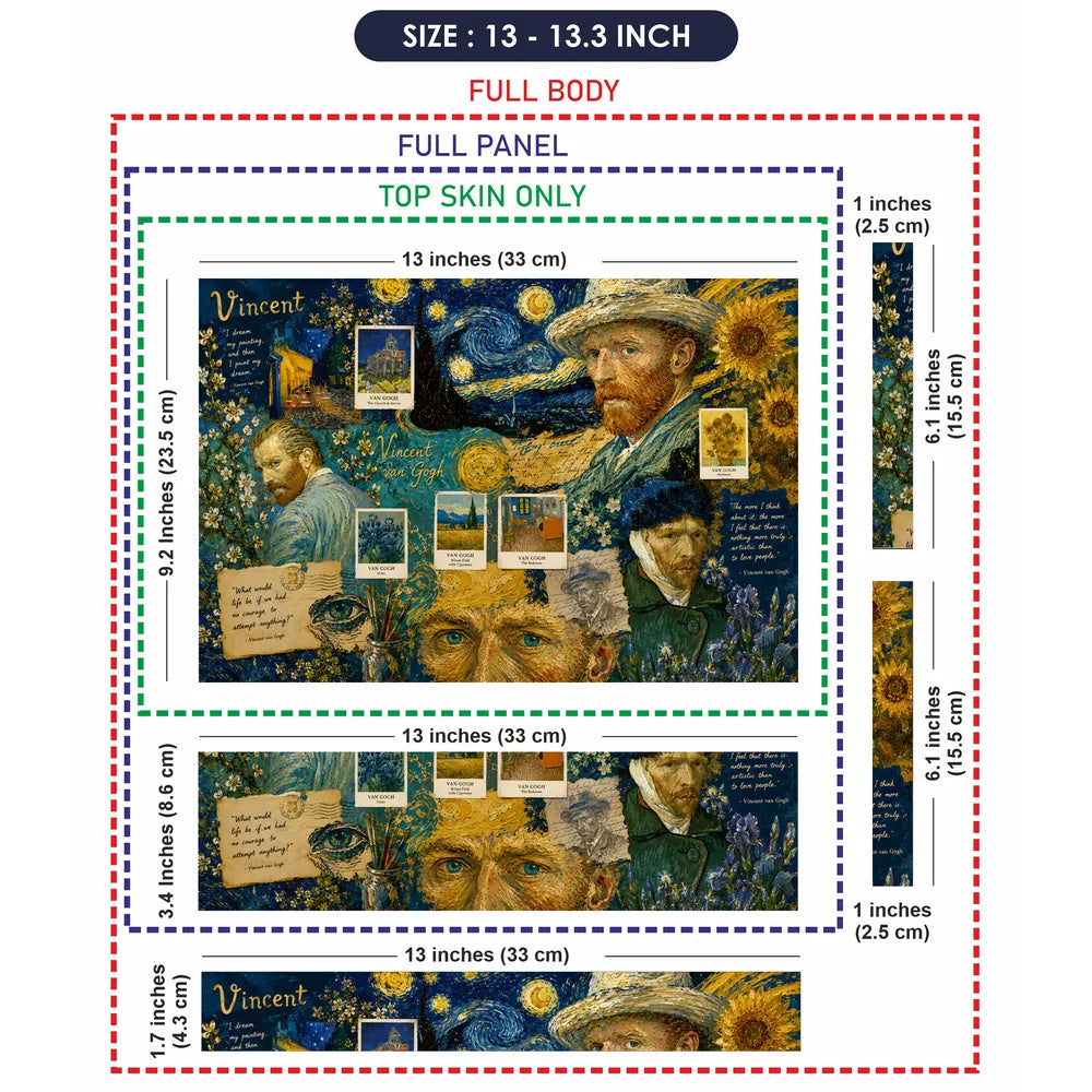 Van Gogh Starry Night Collage Laptop Skin - View 6
