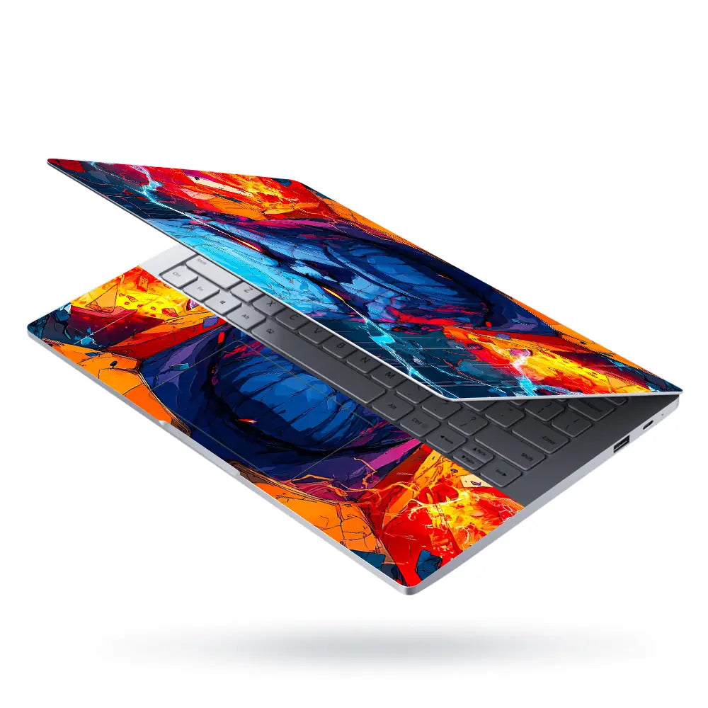 Vibrant Abstract Blue Titan Fury Laptop Skin - View 3