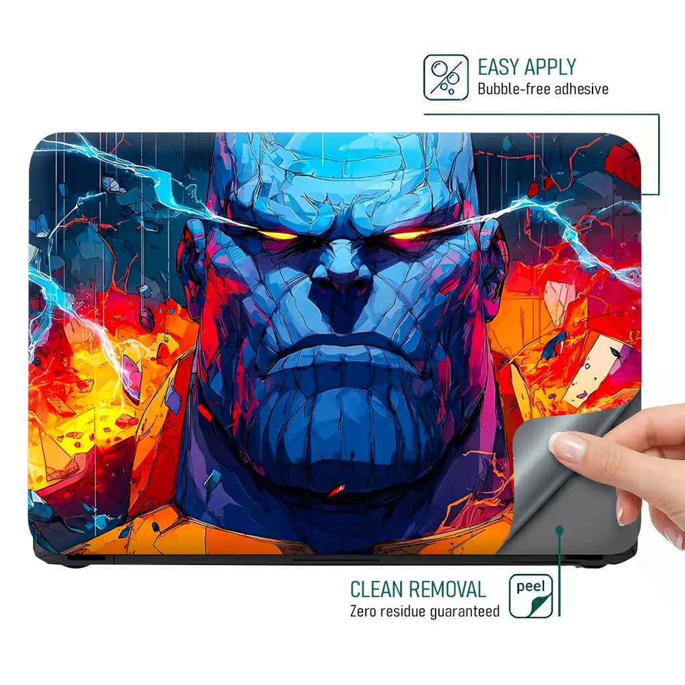 Vibrant Abstract Blue Titan Fury Laptop Skin - View 4