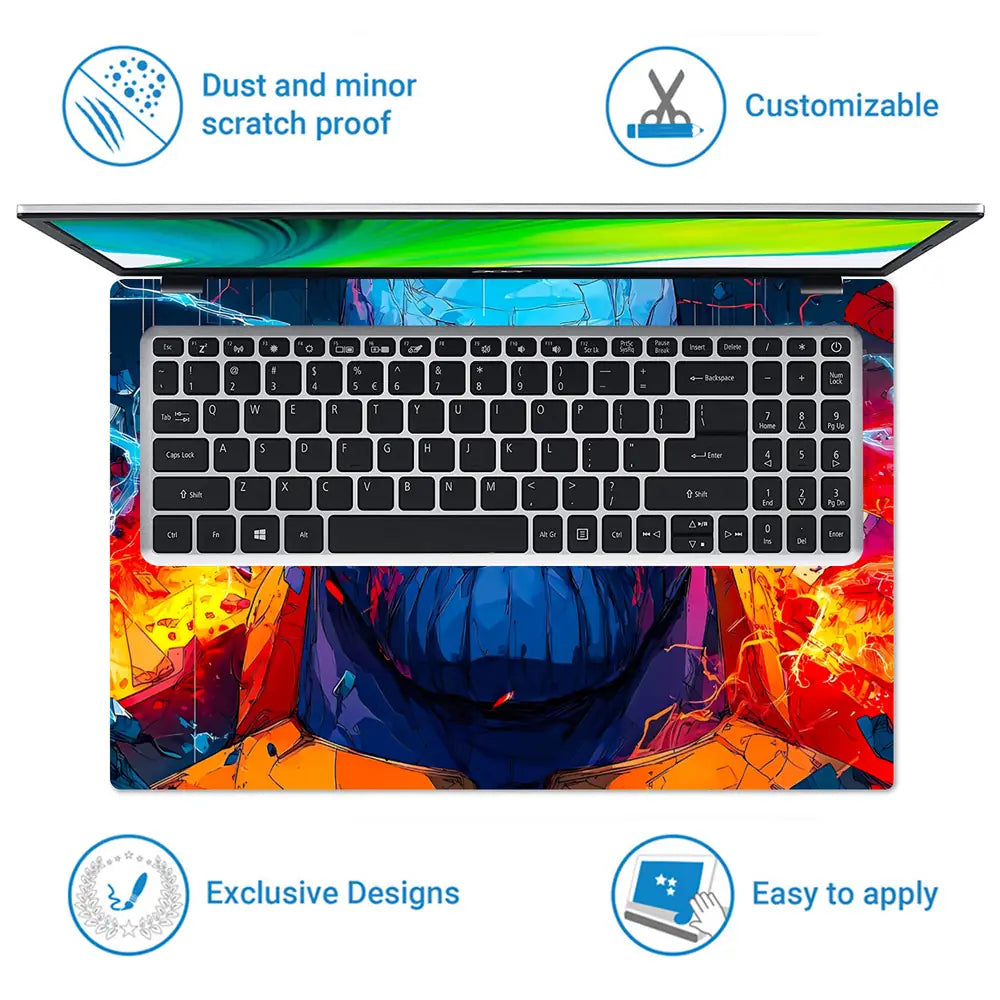 Vibrant Abstract Blue Titan Fury Laptop Skin - View 5