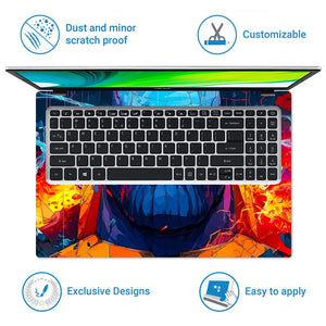Vibrant Abstract Blue Titan Fury Laptop Skin - View 5