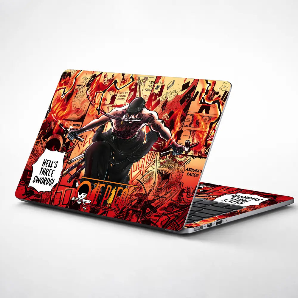 Vibrant Anime Action Scene With Swords Laptop Skin - View 1
