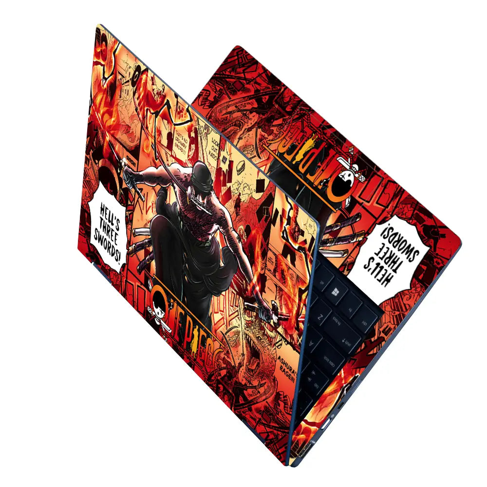 Vibrant Anime Action Scene With Swords Laptop Skin - View 2