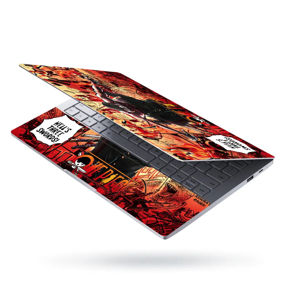 Vibrant Anime Action Scene With Swords Laptop Skin - View 3