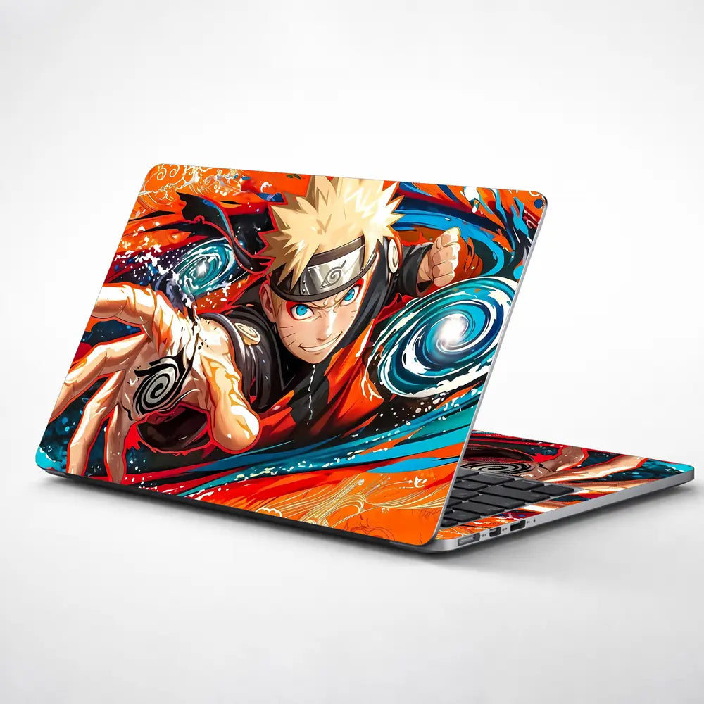 Vibrant Anime Ninja Action Scene Laptop Skin - View 1