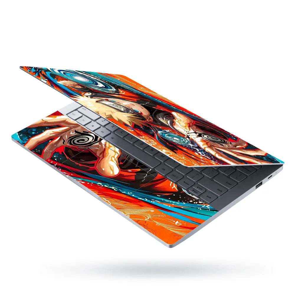 Vibrant Anime Ninja Action Scene Laptop Skin - View 3