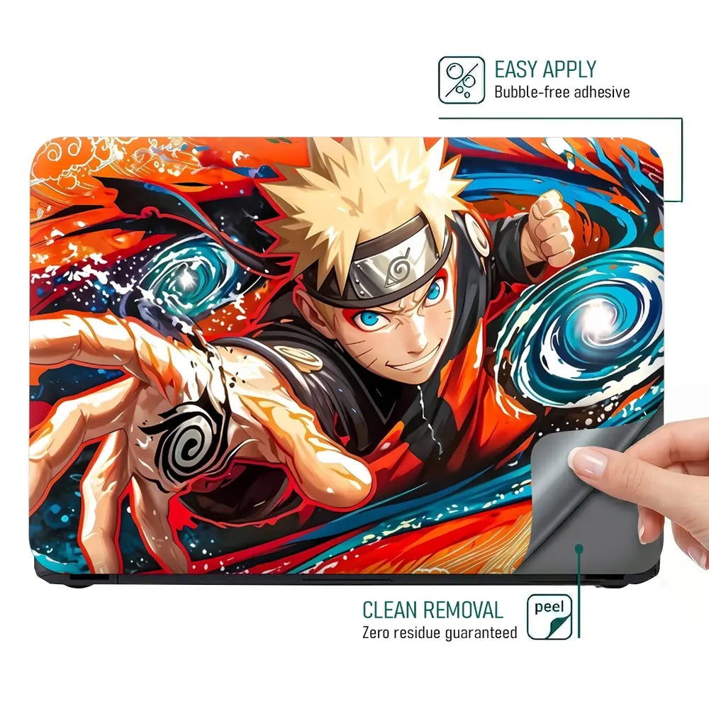 Vibrant Anime Ninja Action Scene Laptop Skin - View 4
